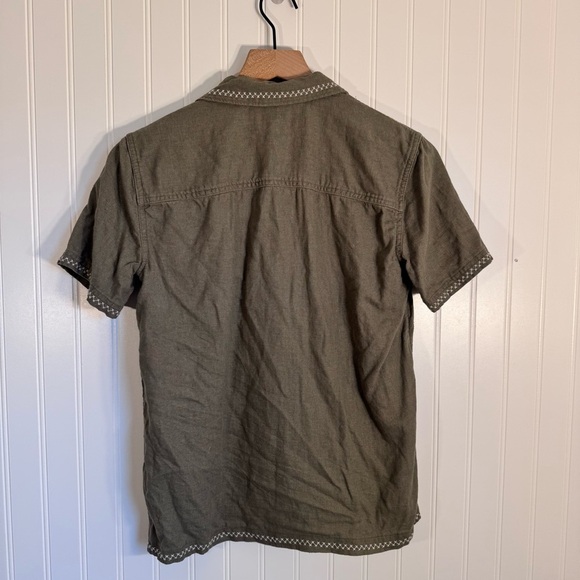 Abercrombie Kids Linen Blend Embroidered Tigers and Hem Olive Green Boys 11/12 - Picture 5 of 9